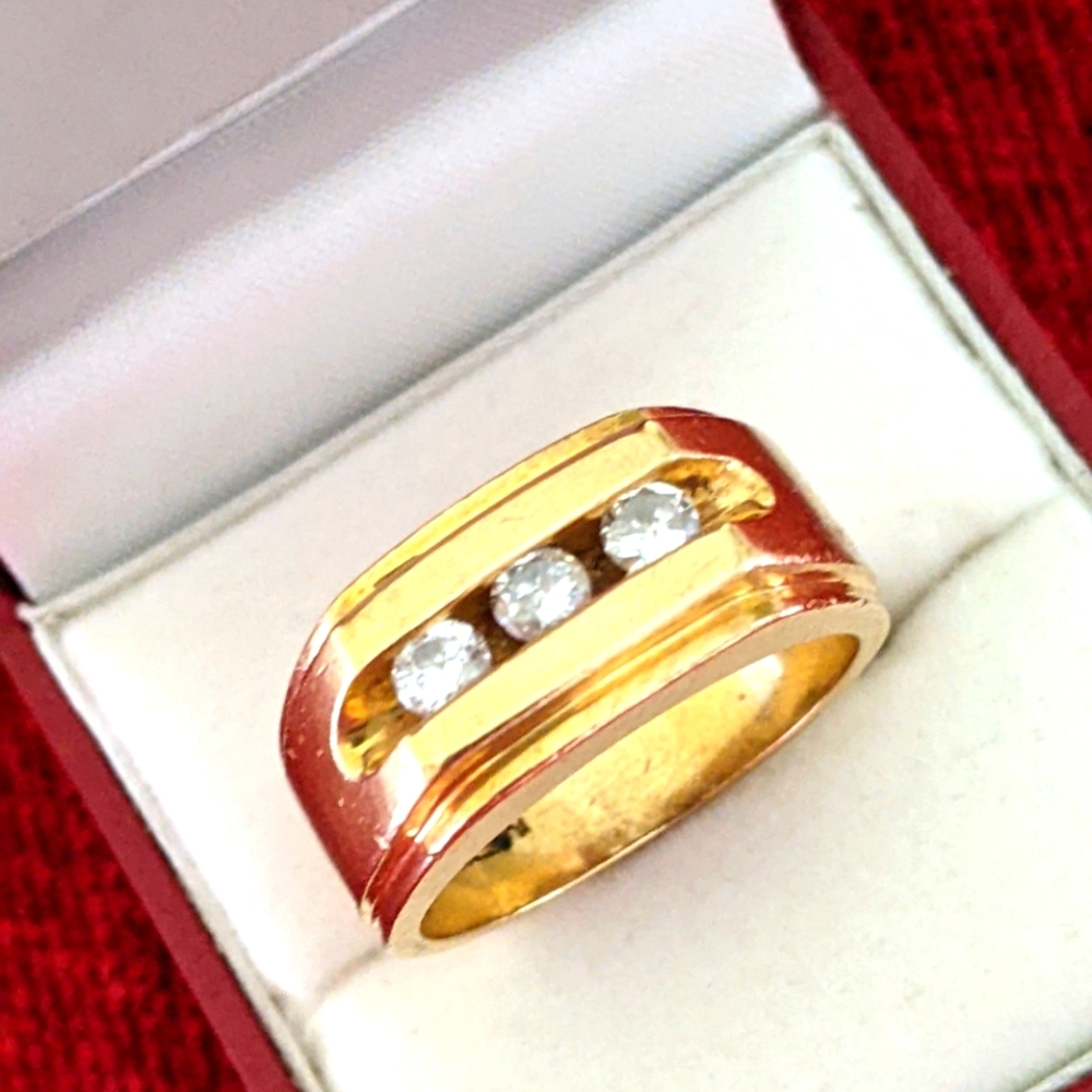 14K 💛 GOLD MEN'S DIAMONDS SIGNET RING